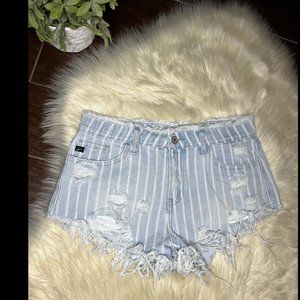 Kancan distressed striped short shorts sz medium